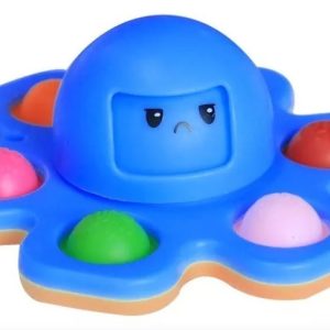 Pulpo Spinner Y Pop It. Juguete Sensorial Antiestress Color Celeste