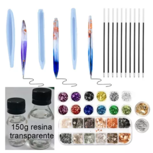 Kit Para Hacer Lápices Con Resina. 3 Moldes, 10 Minas, 150g Resina