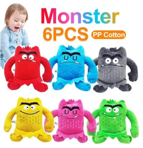 Set 6 Monstruos Peluche JULAN Juego De 6 Peluches De Monstruo De Colores – 80-100 Cm – Multicolor – Suaves Y Decorativos Para Niños +3 Años