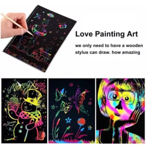Libro Para Raspar Multicolor, Palito Y 2 Reglas De Figuras