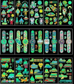Pack De 12 Tatuajes Infantiles Que Brillan En La Oscuridad
