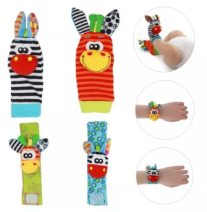 Pack De 4 Sonajeros Para Bebé, Pulseras Y Medias De Jirafa