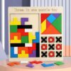 Puzzle Didáctico De Madera 3 En 1. Tamgram, Gato Y Otros