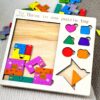 Puzzle Didáctico De Madera 3 En 1. Tamgram, Gato Y Otros