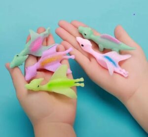 Pack De 6 Dinosaurios De Silicona Para Dedos. Estira Y Lanza