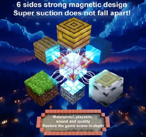 Pack De 10 Bloques Surtidos Y 1 Base Magnética De Minecraft - Dialson