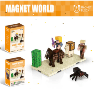 Set 2 Bases Magnéticas, 3 Cubos Más Personajes De Minecraft
