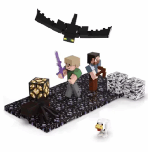 Set 2 Bases Magnéticas, 3 Cubos Más Personajes De Minecraft