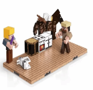 Set 2 Bases Magnéticas, 3 Cubos Más Personajes De Minecraft