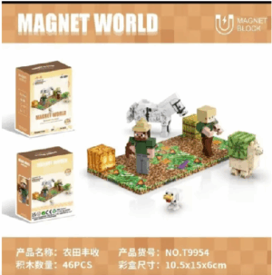 Set 2 Bases Magnéticas, 3 Cubos Más Personajes De Minecraft