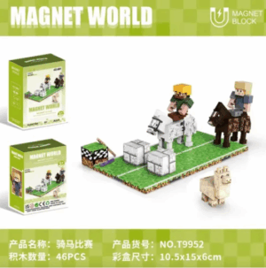 Set 2 Bases Magnéticas, 3 Cubos Más Personajes De Minecraft