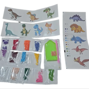 Set De Stickers De Pintura Con Cristales Modelo Dinosaurios
